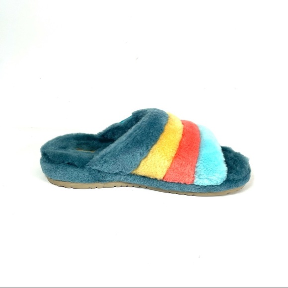 UGG Fluff You Men’s Slides Marina Blue Multi Comfort Beach 1123772 - Picture 2 of 11